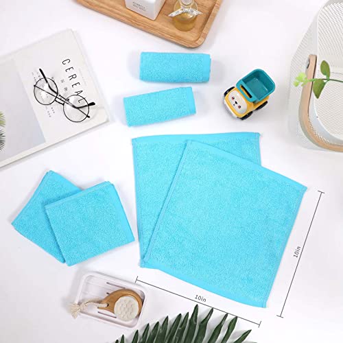 Jeffsun Natural Bamboo Baby Washcloths, Heavenly Soft Wash Cloths For Washing Face And Body, Super Gentle & Safe Bath Towels, (10 X 10 Inch - Pack Of 12, White & Blue) #TOP5
