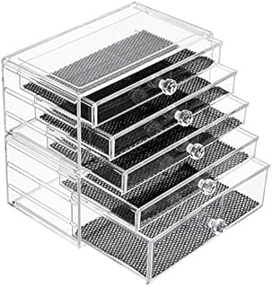 iPEGTOP Clear Acrylic Cosmetic Makeup Organiser Storage, Large 2 Tier Stackable 5 Drawers for Displaying Make Up Brushes, Lipsticks, Palettes, Nail Polish, Jewelry