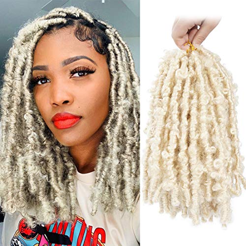 6 Packs Butterfly Locs Crochet Hair 12 inch Pre Looped Distressed Locs Crochet Hair Fluffy Butterfly Faux Locs Crochet Hair (12inch,72strands,#613)