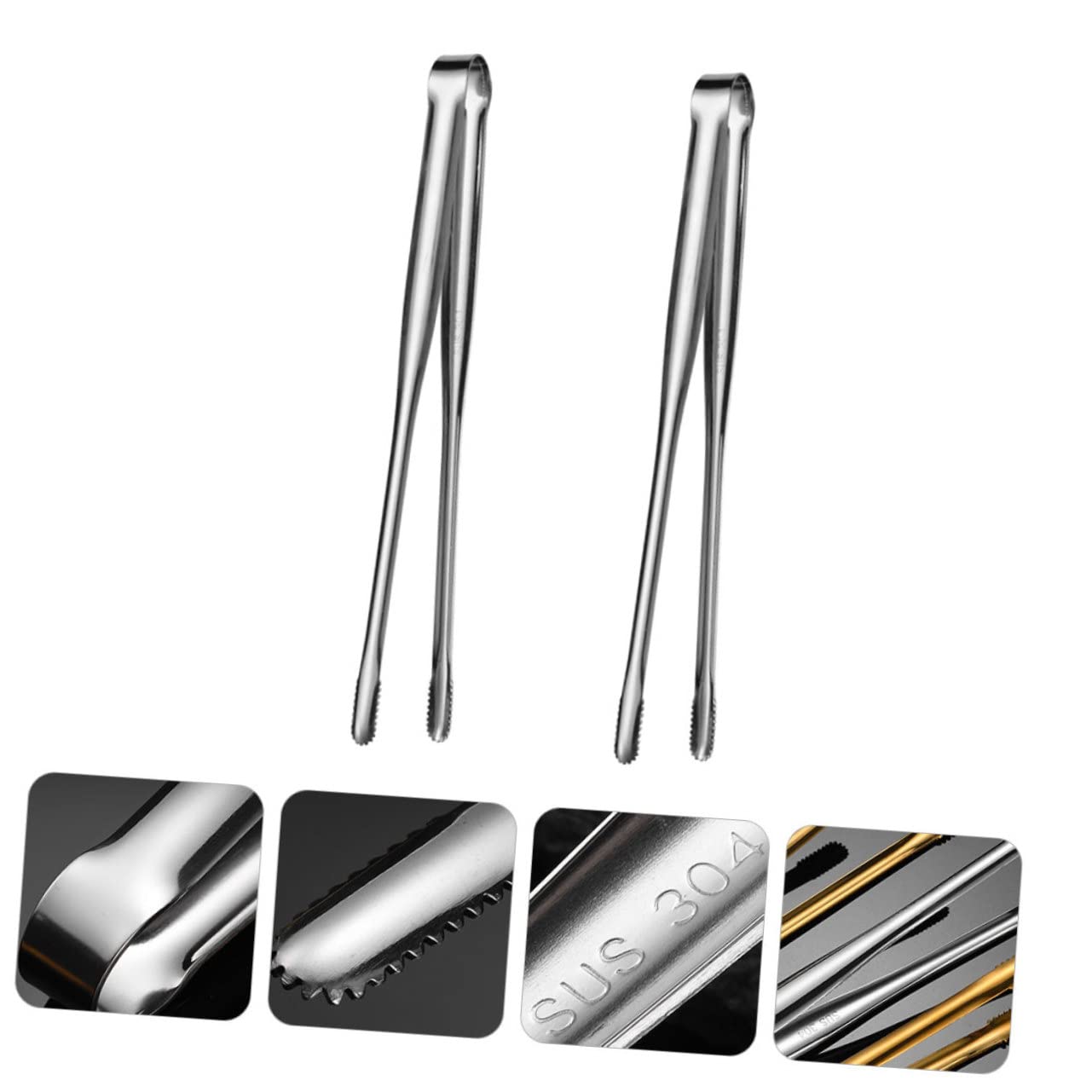 HOLIDYOYO 3sets Barbecue Clamp for Meat Stainless Steel Bbq Grill Tongs Japanese Style Meat Turners Comfortable to Hold 2pcs*3