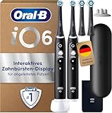 Oral-B iO Series 6 Plus Edition Double Pack Electric Toothbrush, Plus 4 Replacement Toothbrush Heads, 5 Cleaning Modes for Dental Care, Travel Case, Designed by Braun, Black Lava/Black Lava