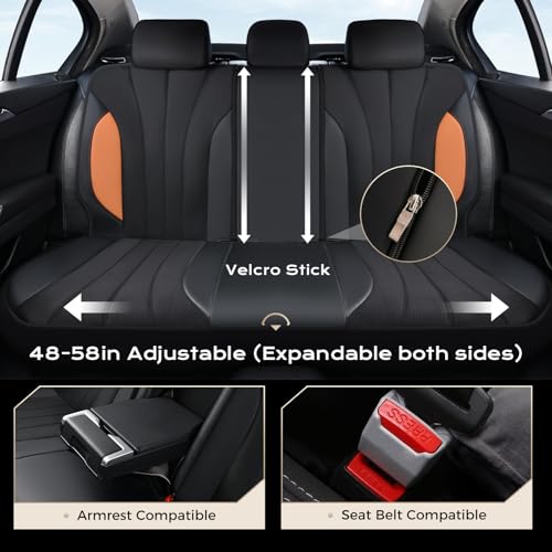 Image of Coverado Seat Covers for Car, Automotive Car Seat Covers 5 Seats, Mesh Breathable Leather Seat Protectors, Brown Seat Covers Universal Fit for SUV, Truck, Vans, Sedan