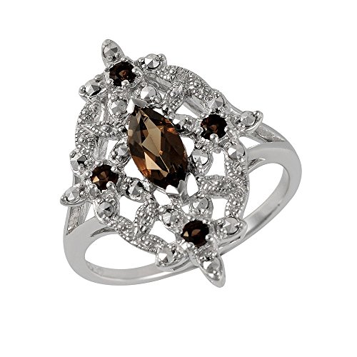 Esse Marcasite-Anello in argento Sterling placcato...