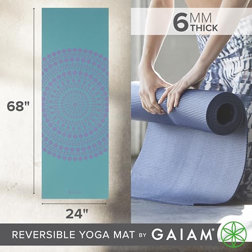 Image of Gaiam Yoga Mat - Premium 6mm Print Reversible Extra Thick Non Slip Exercise & Fitness Mat for All Types of Yoga, Pilates & Floor Workouts (68 inch x 24 inch x 6mm Thick)