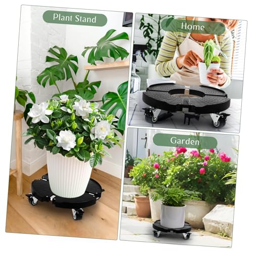 Support de pot de fleurs mobile à roulettes Alipis avec base de plante robuste réglable - 4