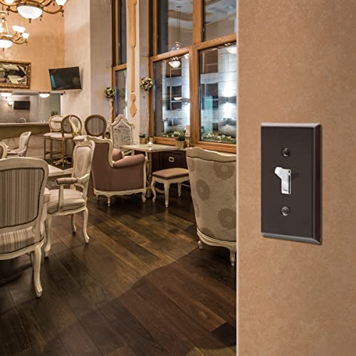 Image of ENERLITES Toggle Light Switch Metal Wall Plate, Stainless Steel Switch Cover, Corrosion Resistant, Mid-Size 1-Gang 4.50 inch x 2.76 inch, Stainless Steel 201, 7711-BBK, Brushed Black