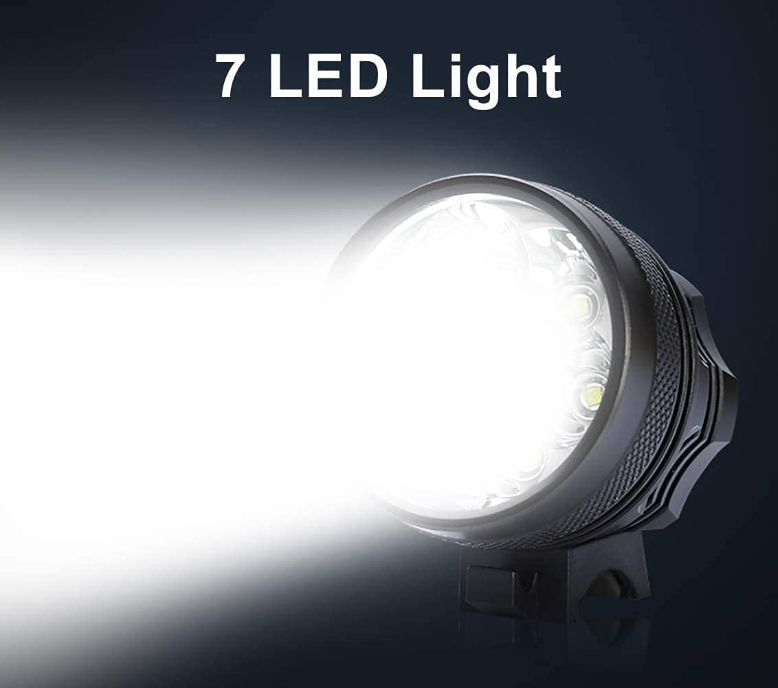 Bike Light,Super Bright 6000 Lumen 5 LED Bicycle Headlight, Waterproof Mountain Bike Flash Light Front Light Headlamp with 6400mAh Rechargeable Battery Pack Perfect for Night Riding