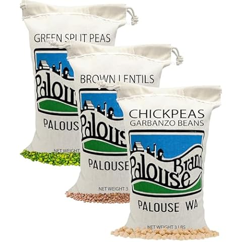 Certified Glyphosate Residue Free Chickpeas, Lentils, and Green Split Peas | 3 Pack of 3 LB Bags | Non-GMO Project Verified | Family Farmed Cover