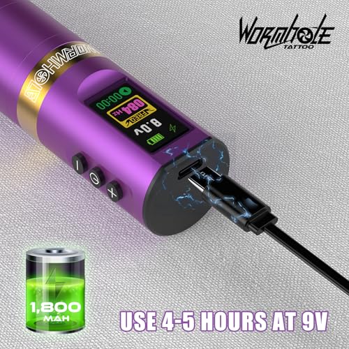 Image of 1,800 mAh Battery Wormhole Tattoo Gun Kit Wireless Tattoo Machine Kit with Digital LED Display Tattoo Kit Smart Tattoo Pen Kit Tattoo Cartridge Needles for Tattooist WTK285