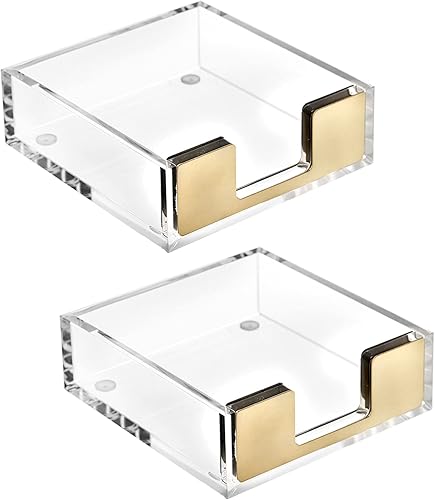 Miniatura 1 de TOPZEA Paquete de 2 bloc de notas adhesivas de acrílico para escritorio, moderno y transparente, soporte para notas, soporte para notas, organizador