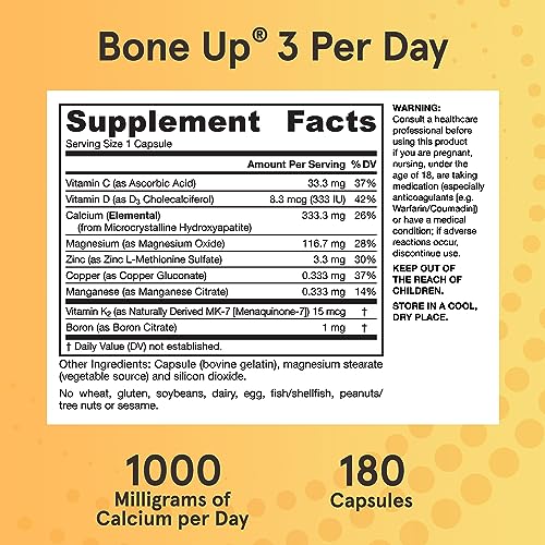 Jarrow BoneUp Three Per Day, Vitamin D3 and Calcium, 180 Capsules - image 6