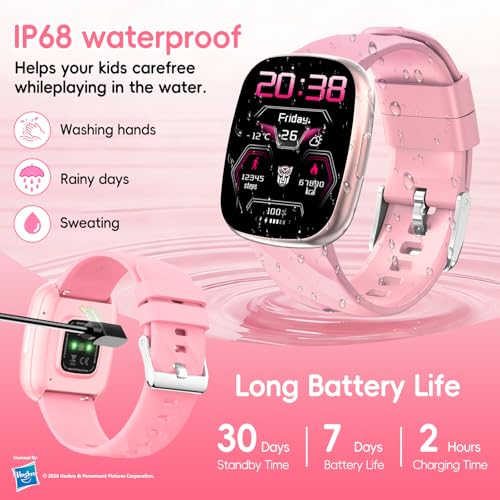 Transformers Kids Smart Watch for Boys & Girls, 1.78" HD Touchscreen Fitness Tracker with Heart Rate & Sleep Monitor, Sports Activity Watch with Pedometer, Birthday Gift for 5-16 Year Olds (Arcy-Pink) - image 5