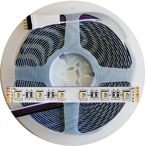 Mondo Strisce Led: RGB+Bianco Freddo 4in1 24V. Bobina da 5 Metri. Con 300 Led RGB+W sviluppa 2500+2500 Lumen. Striscia RGBW Ip20