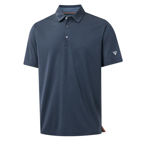 M MAELREG Golf Shirts for Men Moisture Wicking Jacquard Breathable Performance Dry Fit Collared Mens Polo Shirts Short Sleeve