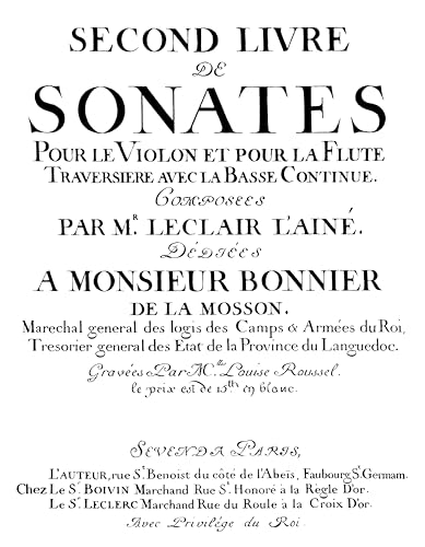 Second livre de sonates Leclair fac-similé Fuzeau, partition pour interprétation baroque - 2
