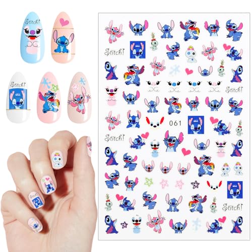 {Adhesivos para Uñas Disney Adhesivos Pegatinas Uñas, Pegatinas Uñas Adhesivas Pegatinas de Arte de Uñas Azules Lindas Pegatinas de Uñas de Dibujos Animados...