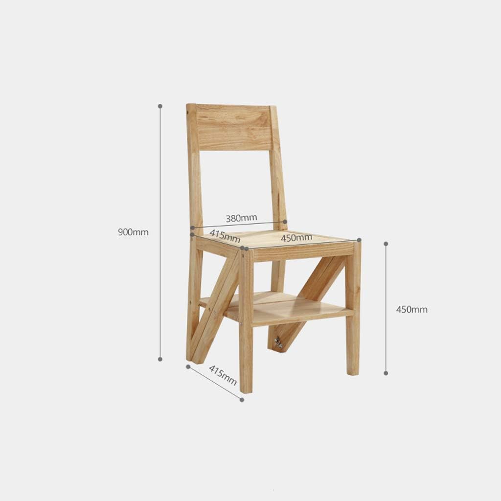 Indoor Climbing Stool,Modern Folding Chair Multi-Function Portable Solid Wood Rack Chair Stool 3 Layer Step Stool for Kitchen Living Room Library (Walnut Color 90Cm)