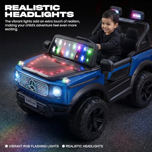 Image of Baybee CruzeX 4x4 Battery Operated Jeep for Kids with Parental Control | Baby Ride On Electric Car with RGB Lights, Music & Swing Mode | Rechargeable Battery Car for Kids 2 to 6 Years (Blue)