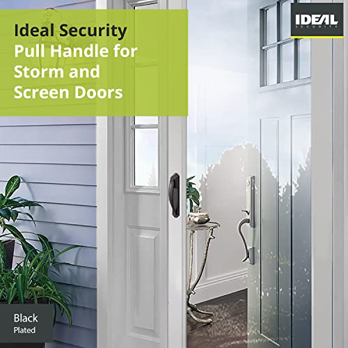 Ideal Security Door Handle with Keyed Deadbolt for Storm and Screen Doors, Black (4-Piece Set)