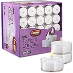Lerner Clear Tea Lights Candles Bulk - 4.5 Hour Clear Cup Tealight 200 Pack - Consistent Smkless Clean Burning - Holiday, Wedding, Spa, Emergency and Home Decoration Candles