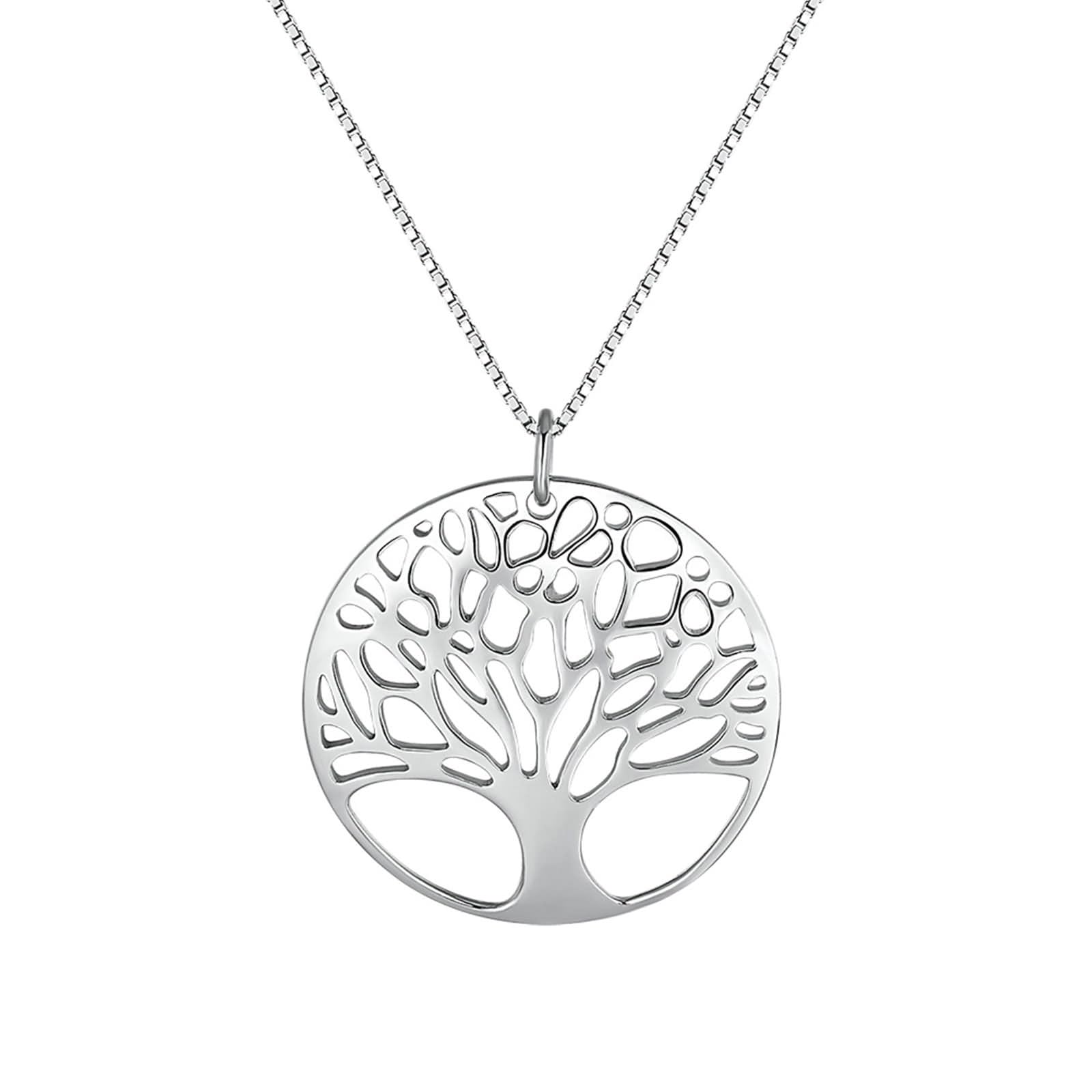 Collares apilables para mujer de plata de ley, collares largos para mujer, árbol de la vida de plata de moda