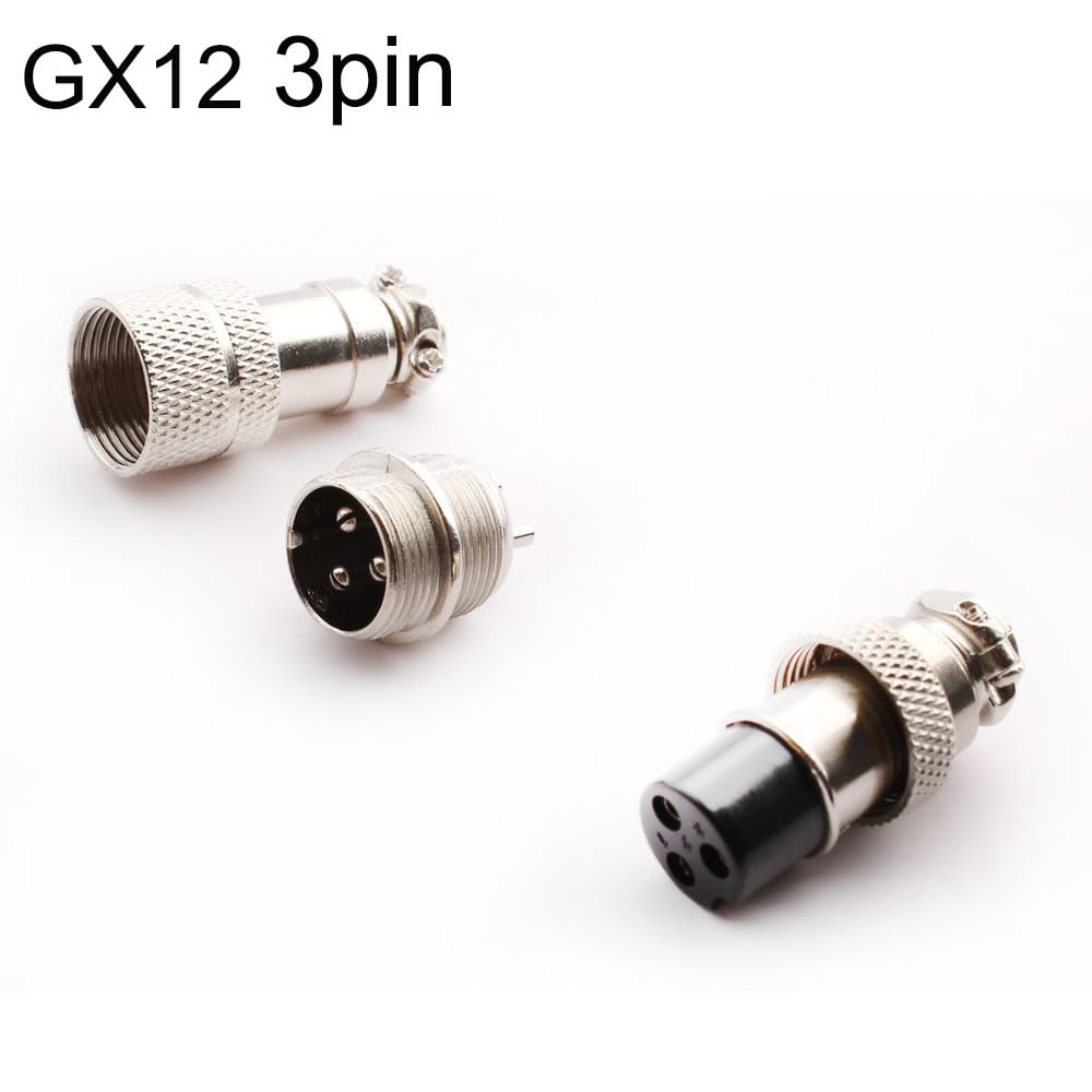 16 Pcs Connecteurs Aviation GX12 3 Broches Mâle Femelle 5A - Métal + Capuchons Caoutchouc