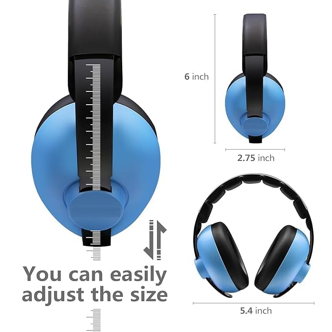Aisbugur Baby Ear Protection Noise Cancelling Headphones Adjustable Kids Ear Muffs Hearing Protection for Infants Toddlers Children Lightweight Soft Padded Ear Defenders for Loud Events Travel (Blue) 1