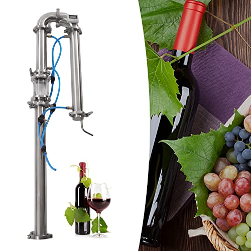 Moonshine Still, 2in Stainless Steel Tubular Distillation Tower with Sight Glass Distilling Equipment Brewing Bear Wine Making Tool