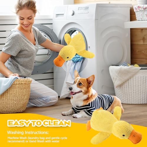 Ambolio Hundespielzeug Unzerstörbar, Gelb Anti Stress Ente für Hunde,Hund Kuscheltier, Unzerstörbares Quietschend, Plüsch-Kauspielzeug Klingendes Plüsch-Hundespielzeug Für Kleine