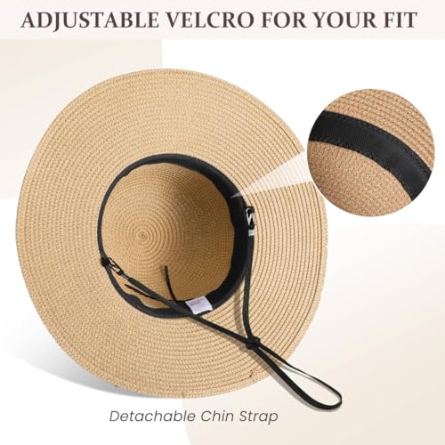 Image of Beach Sun Hats for Women, Straw Hat for Women, Womens Sun Hat UPF 50+ UV Protection, Summer Hats Packable Foldable