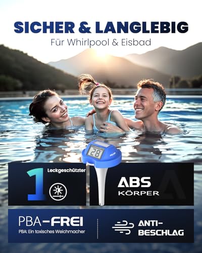 Image of BALDR Pool Thermometer Floating Easy Read, Solar Digital Pool Thermometer with Dual Large Screens, IPX7 Water Temperature Gauge for Inground Above Ground Pools & Spas (Darkblue)