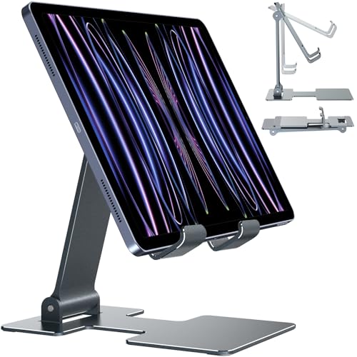Anozer Tablet Stand,Adjustable Tablet Holder for Desk,Foldable for iPad Stand Dock Holder for iPad Air 5/4/Mini 6/Mini 5/10.2/Pro 12.9/Pro 11,Portable...