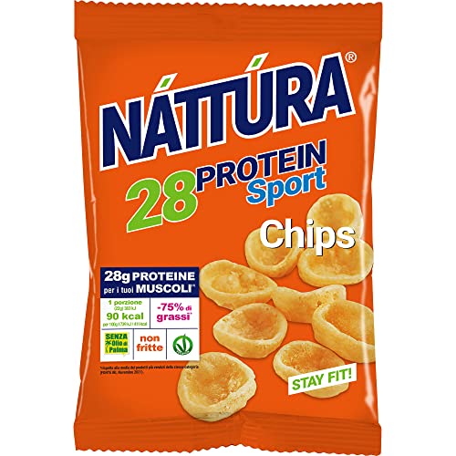 NATTURA PROTEIN SPORT Chips, Gustose Patatine Proteiche, Cotte al Forno e Senza Olio di Palma, 28% di Proteine, Non aromatizzate, 60g
