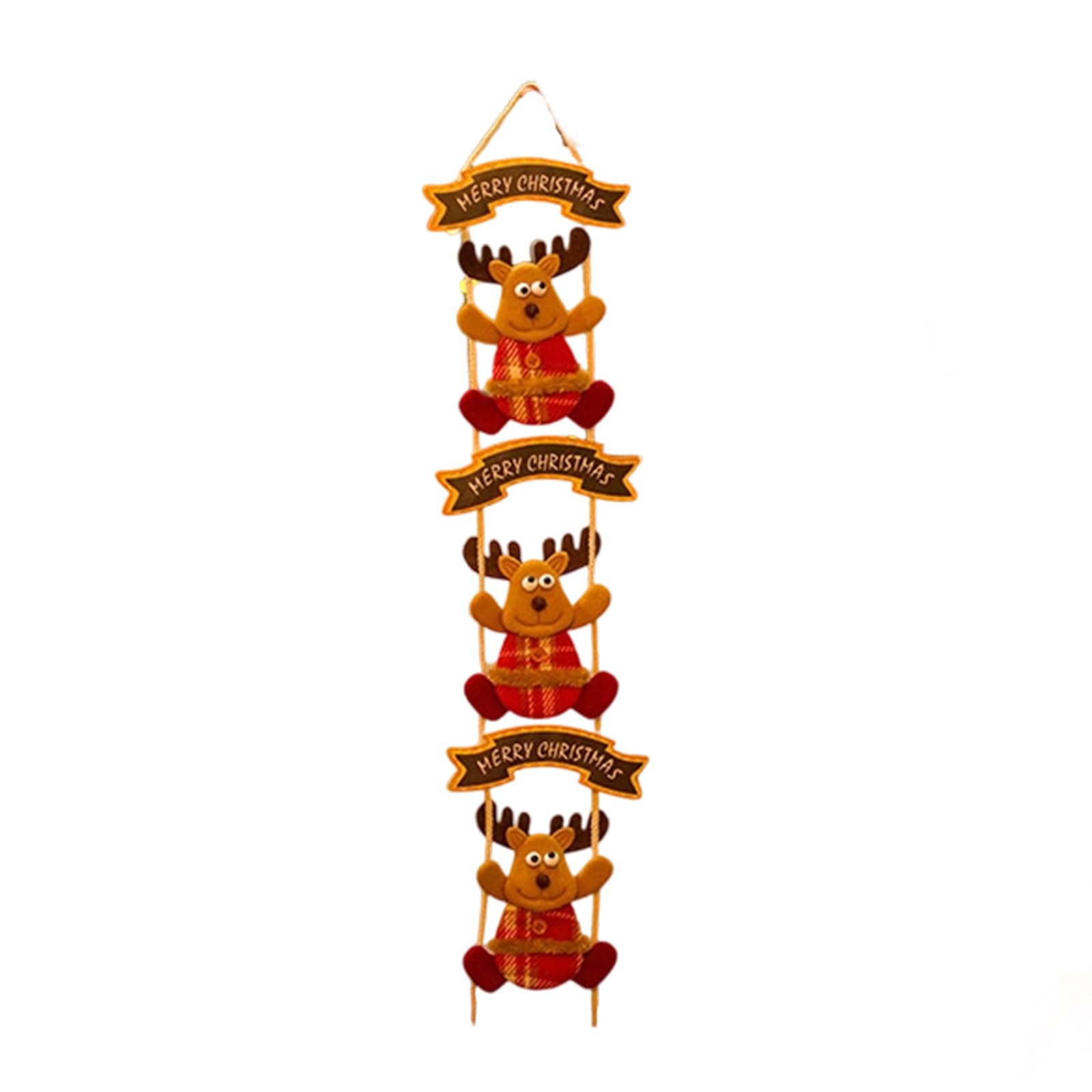Nucelit 3 Christmas Fabric Santa Deer Hanging Ornament for Indoor Outdoor Tree Mantels Window Holiday Decoration Reindeer Hanging Decoration Santa Clause Ornament