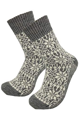 Wool Boot Socks: Organic Virgin Wool Socks with Pattern for Women and Men, Sizes 6-13.5