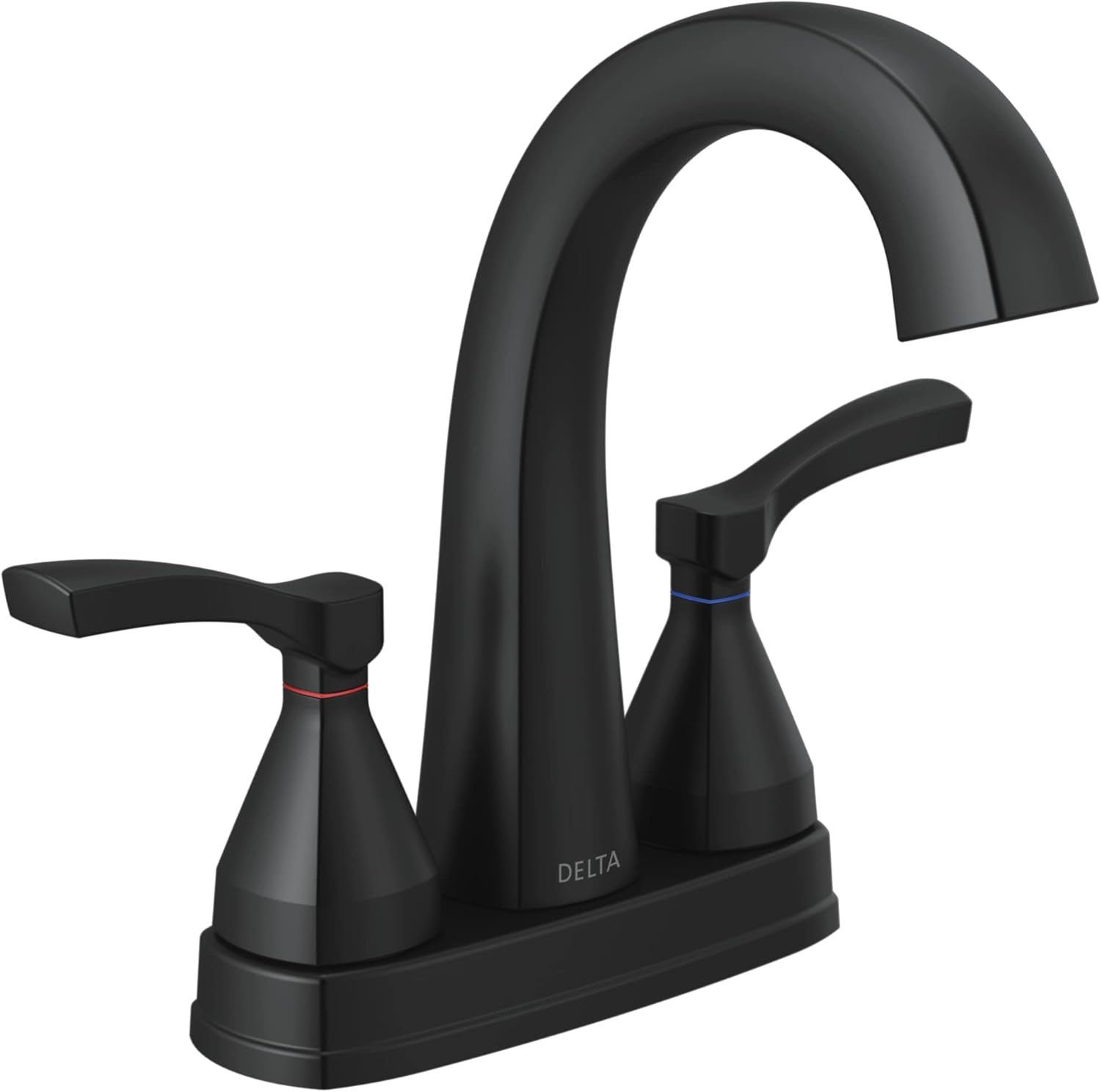 Delta Faucet Stryke Matte Black Bathroom Faucet, Matte Black Centerset Bathroom Faucet, Bathroom Sink Faucet, Diamond Seal Technology, Metal Drain Assembly, Matte Black 25775-BLMPU-DST