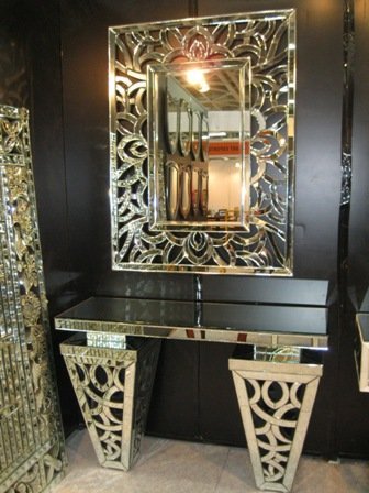 VENETIAN IMAGE Modern Designer Console Table with Mirror (Silver) | Get