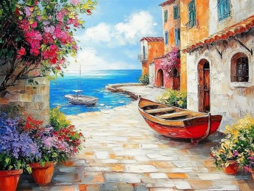 Diamond painting pour décoration murale du salon avec canevas paysage Italie