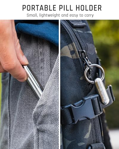 Image of Micro Keychain Pill Holder.TISUR Titanium Pill Case Waterproof Pill Fob for Emergency Aspirin & Nitroglycerin for Travel Purse Pocket (Micro Grenade)