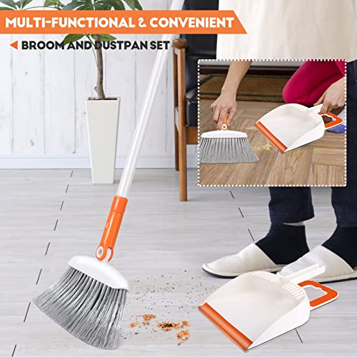 Mastertop Broom And Dustpan Set, Indoor Angle Broom With Dust Pan For Floor Sweeping, Combo Set With Adjustable Handle For Home, Kitchen, Portable Cleaning Brush And Dustpan #TOP4