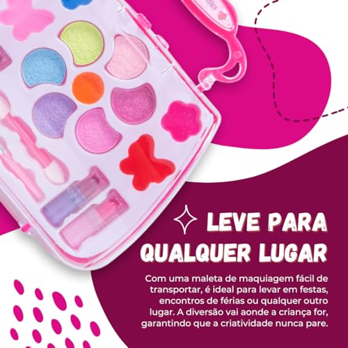 Combo Maleta Estojo de Maquiagem Infantil Beauty com Sombras, Batons e Acessórios - Combo Completo d