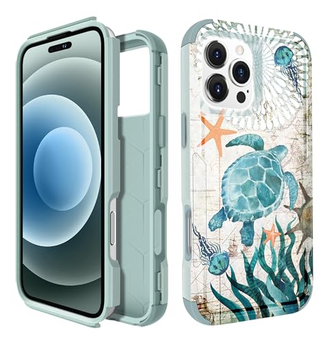 Plakill for iPhone 16 Pro Max Case for Women - Cute Boys Phone Cover Cool Aesthetic Unique Design Teen Turtles Heavy Duty Protective Shockproof Military Grade Funda for iPhone 16 Pro Max