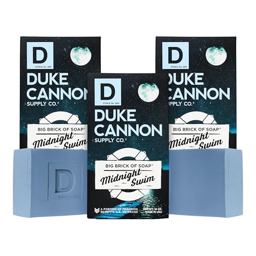 Duke Cannon Supply Co. Big Brick of Soap for Men – Midnight Swim Fresh Water Scent, Extra Large 10 oz Bars, 3-Pack