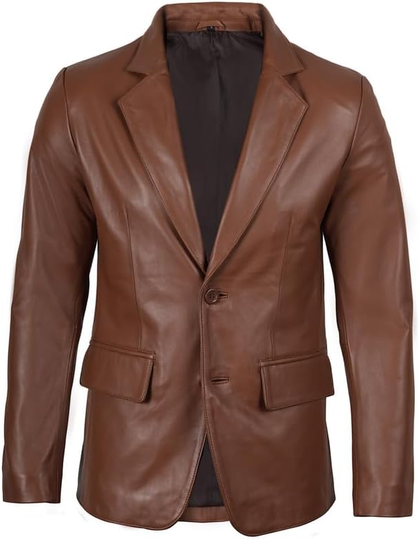Decrum Real Leather Blazer for Men - Casual Fashion Mens Leather Coat - Image 4