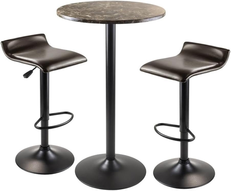 Winsome Wood Cora 3-Piece Round Pub Table with 2 Swivel Stool Set