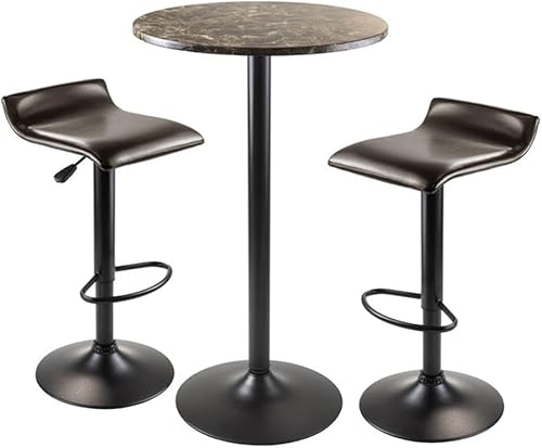 Winsome Wood Cora - Mesa redonda de 3 piezas con 2 taburetes giratorios