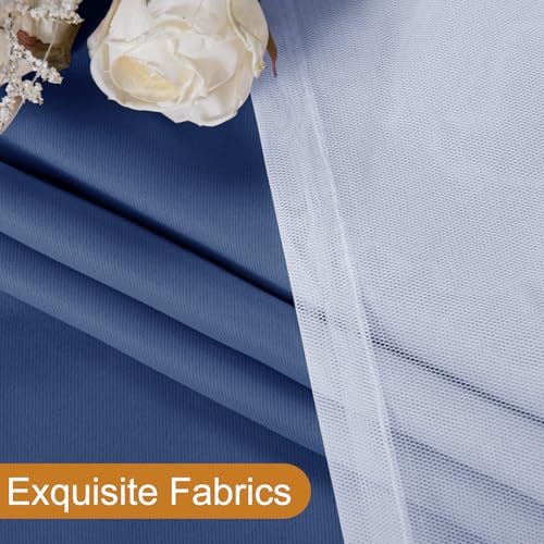Image of DWCN Blue Blackout Curtains with Sheer Overlay with Tiebacks 63 Inch Long