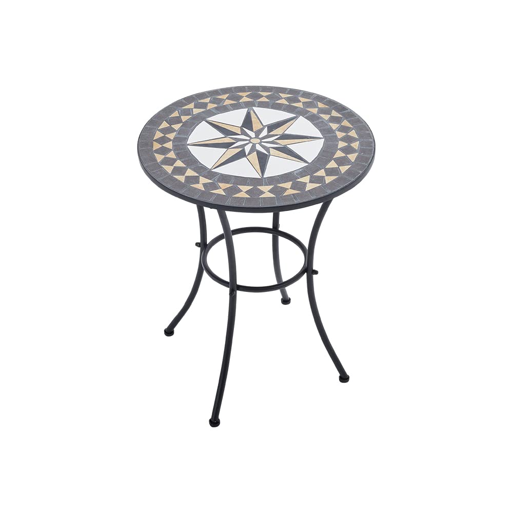 Warmiehomy Garden Table Mosaic Table 60cm Outdoor Dining Table Round Patio Coffee Table