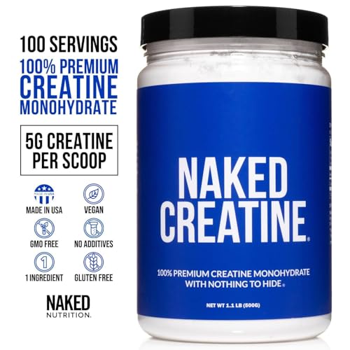 Best Creatine for Women Over 40: A Trainer's Honest Guide to Muscle, Energy & Brain Health 9 NAKED Pure Micronized Creatine Monohydrate Powder - Unflavored, 500g, 1.1lb Bulk - Vegan, Non-GMO, Gluten-Free, Soy-Free, No Fillers, Supports Muscle Growth & Strength - 100 Servings