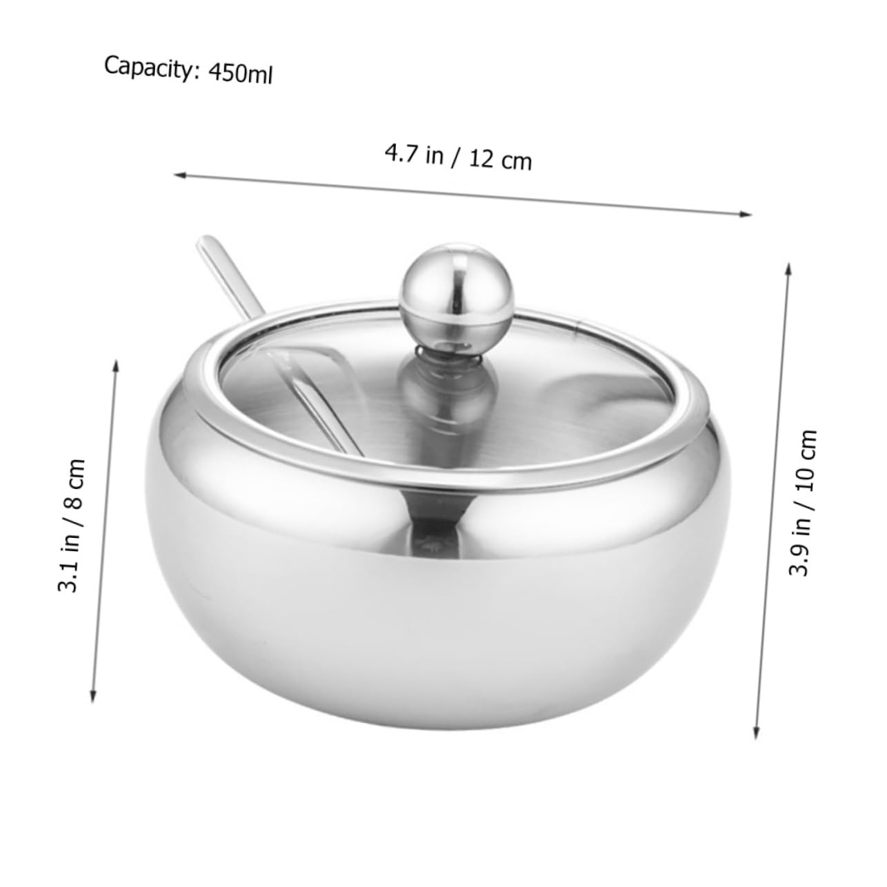 FELTECHELECTR Spice Jar Spoon Stainless Steel Sugar Salt Holder Multi-purpose Storage Container